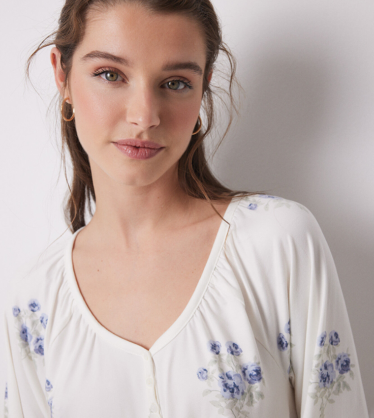Floral Printed V-Neck Nightdress