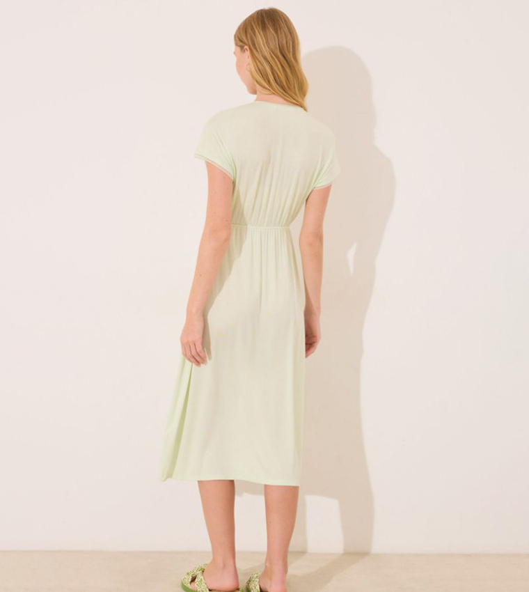 Embroidered Viscose Short Sleeves Nightdress