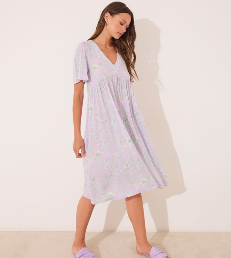 Viscose Print Midi Dress