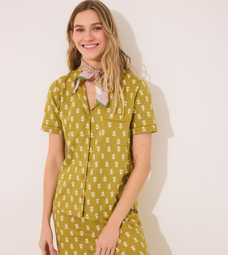 Printed Short Sleeves Cotton Pyjama Set