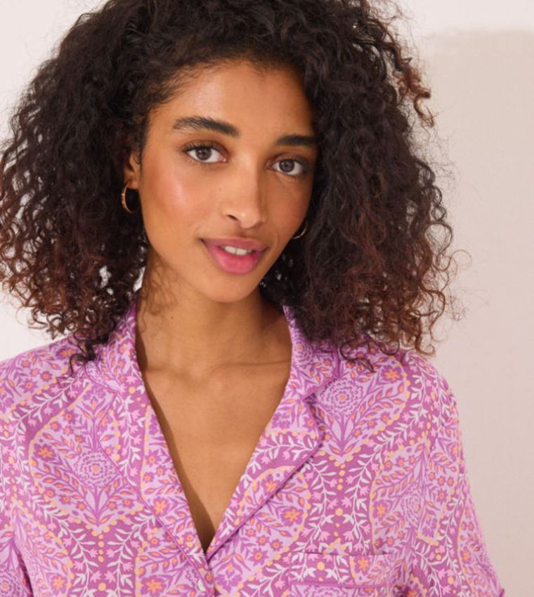 Printed Short Sleeves Viscose Pyjama Set