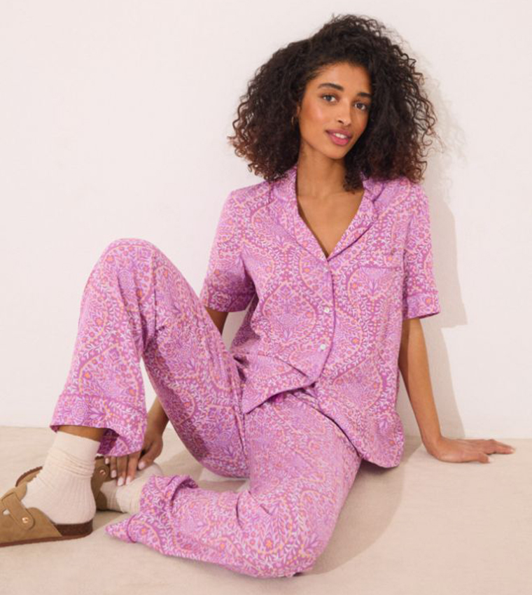 Printed Short Sleeves Viscose Pyjama Set