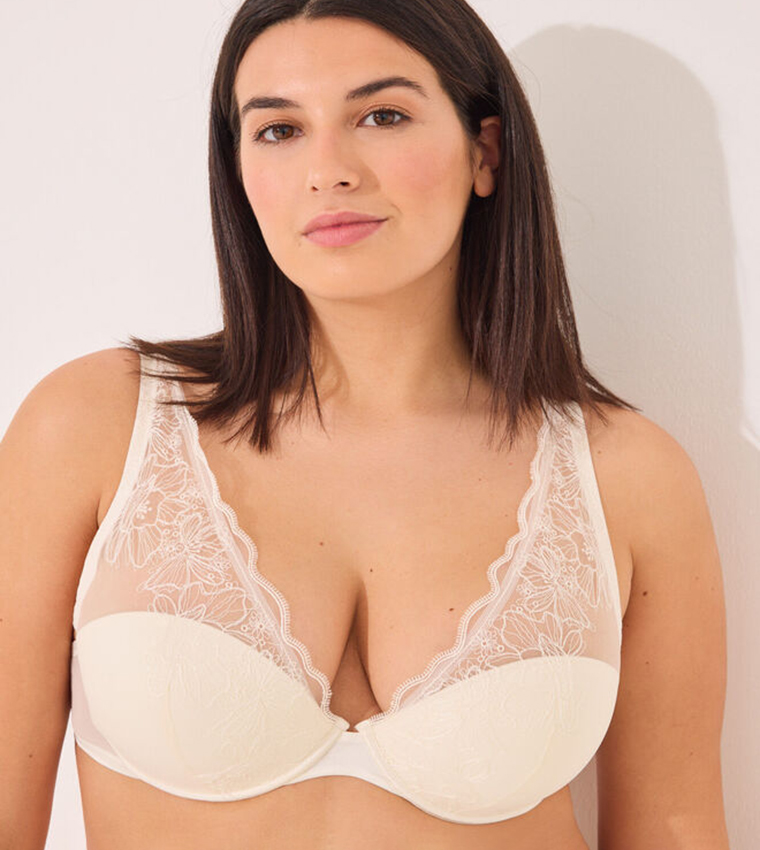 Satin Tulle Lace Bra