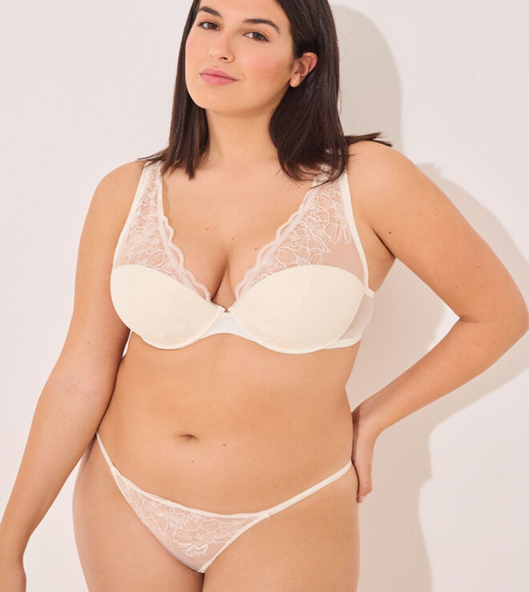 Satin Tulle Lace Bra