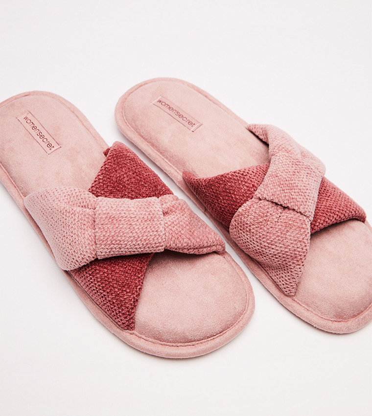 Buy Women secret Chenille Crossover Slippers In Pink 6thStreet UAE