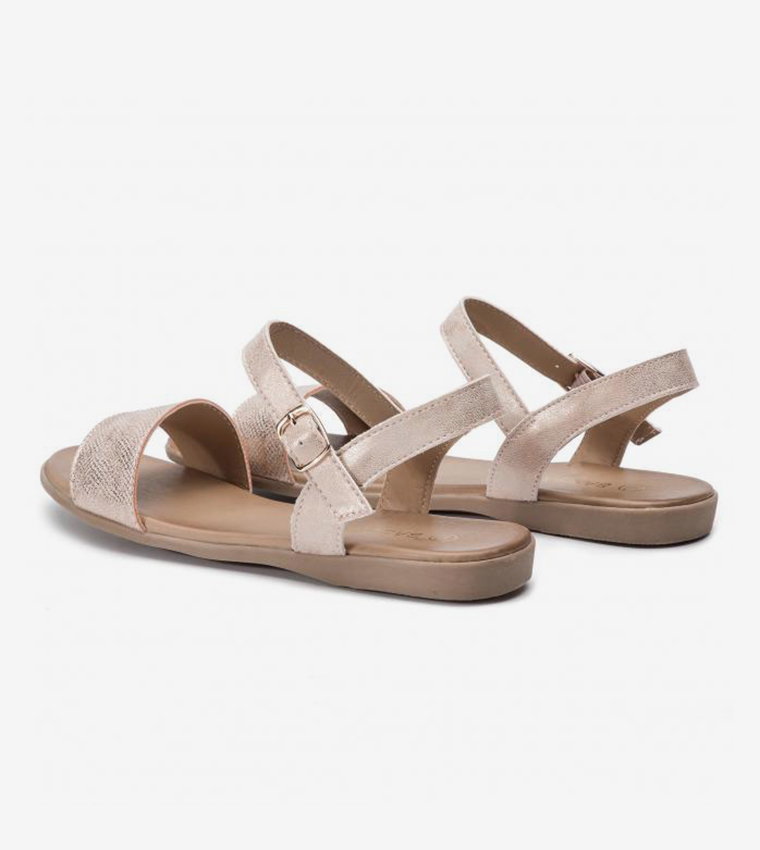 Ankle Strap Buckle Closure Round Toe Sandals - Pink WS17129-4