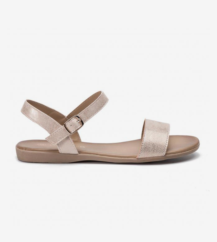 Ankle Strap Buckle Closure Round Toe Sandals - Pink WS17129-4