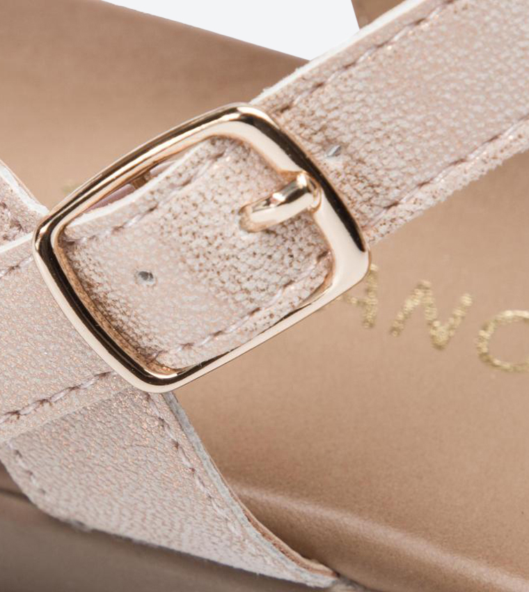 Ankle Strap Buckle Closure Round Toe Sandals - Pink WS17129-4