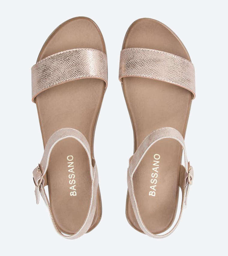 Ankle Strap Buckle Closure Round Toe Sandals - Pink WS17129-4