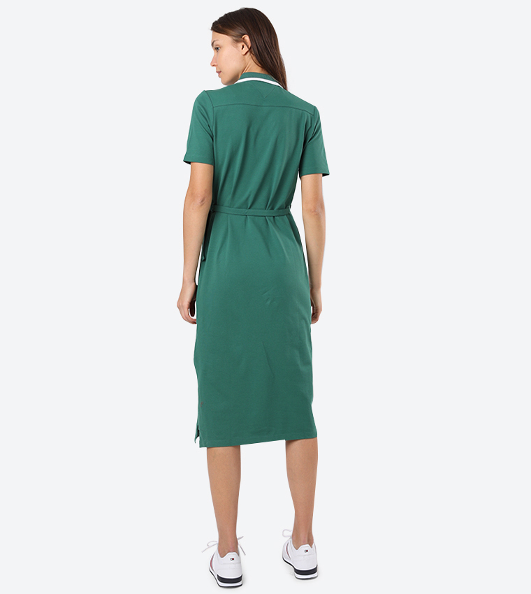 Buy Tommy Hilfiger Elicia Pique Short Sleeve Polo Dress Green In Green |  6thStreet UAE
