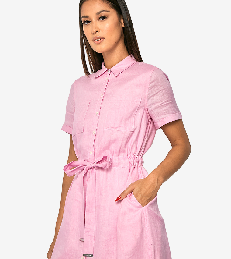 Buy Tommy Hilfiger Short Sleeve Dakota Dress Pink In Pink 6thStreet Oman