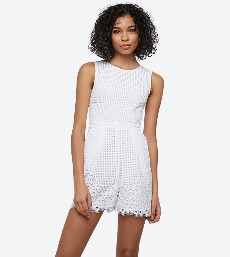 Buy Tommy Hilfiger Oc Helena Sleeveless Round Neck Jumpsuit White In White 6thStreet Bahrain
