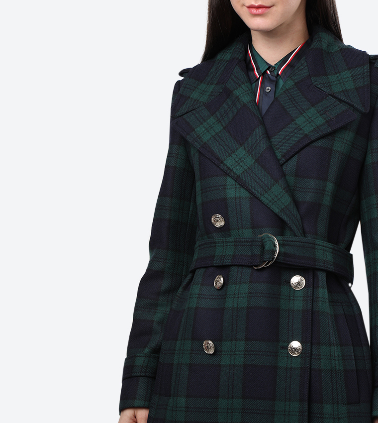 Cashmere Belle Wool Blend Military Coat Multi