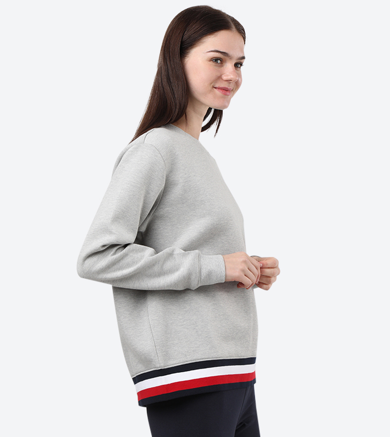 Buy Tommy Hilfiger Long Sleeve High Neck Kitty Sweatshirt Grey In Grey 6thStreet Kuwait