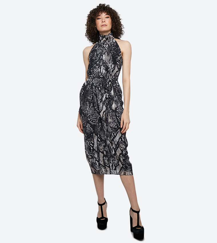 Halter neck snake print dress top