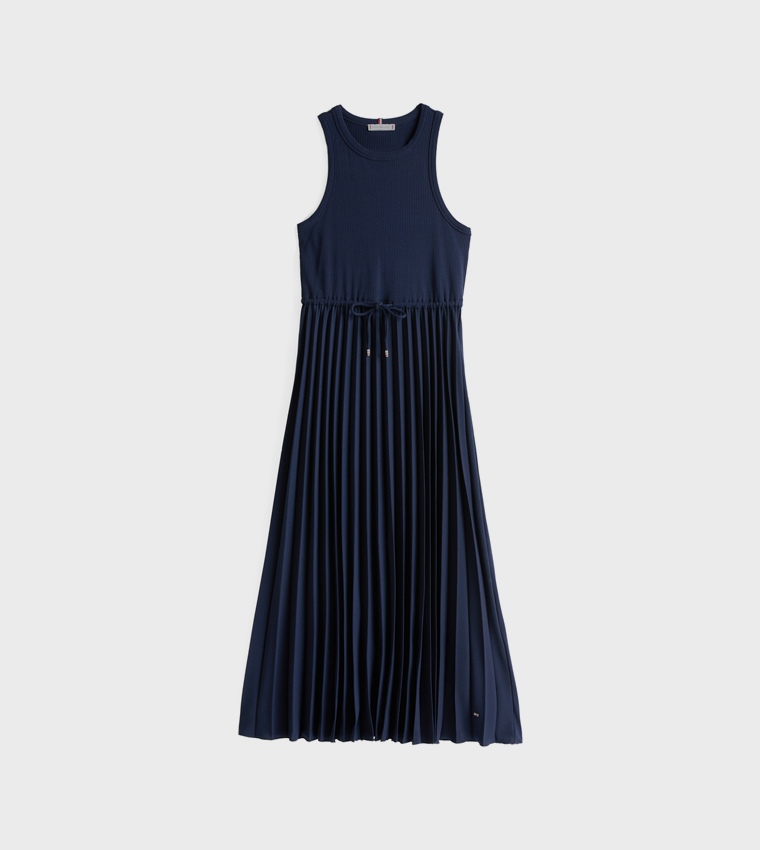 Pleated Sleeveless Midi Dress