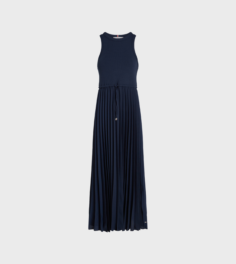 Pleated Sleeveless Midi Dress