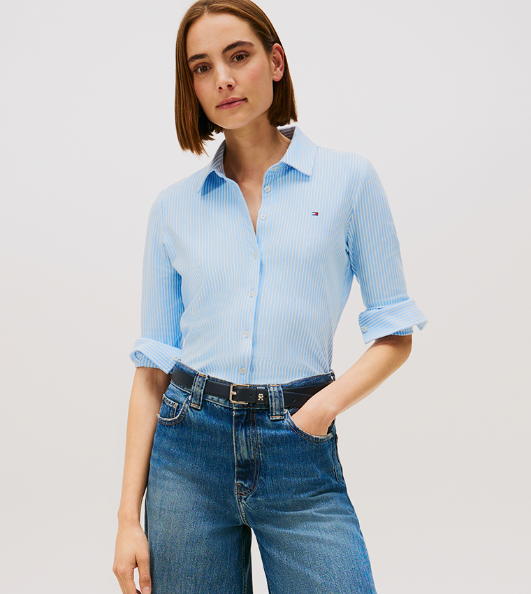 1985 Striped Long Sleeves Slim Fit Shirt