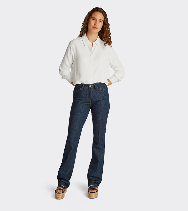 Solid Hidden Placket Viscose Shirt