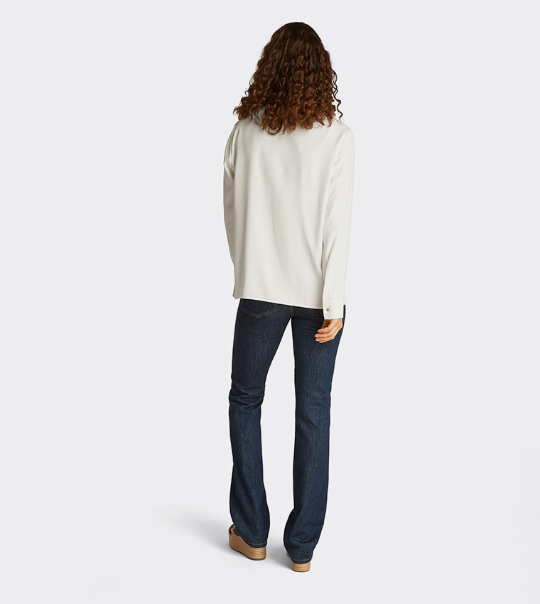 Solid Hidden Placket Viscose Shirt