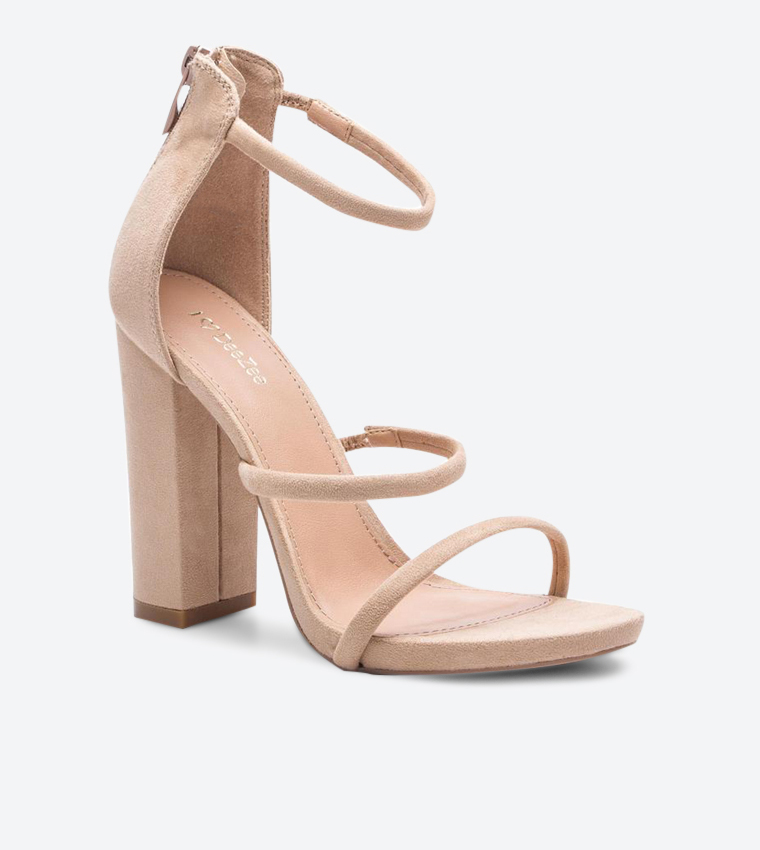 Buy DEEZEE CCC Ankle Strap Back Zip Closure Sandals Beige