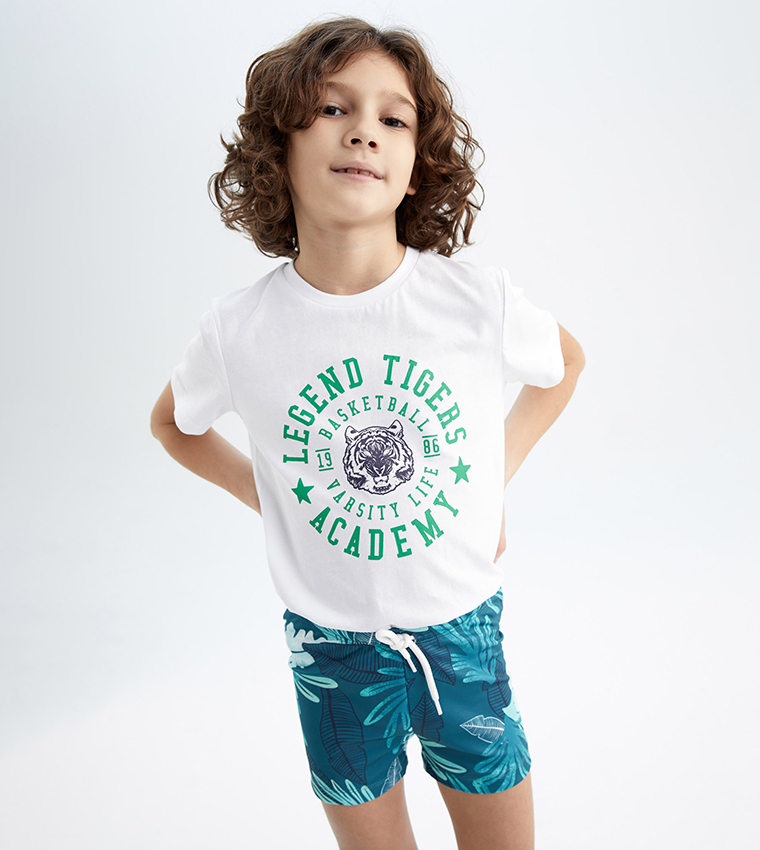 Palm Print Mini Swim Shorts