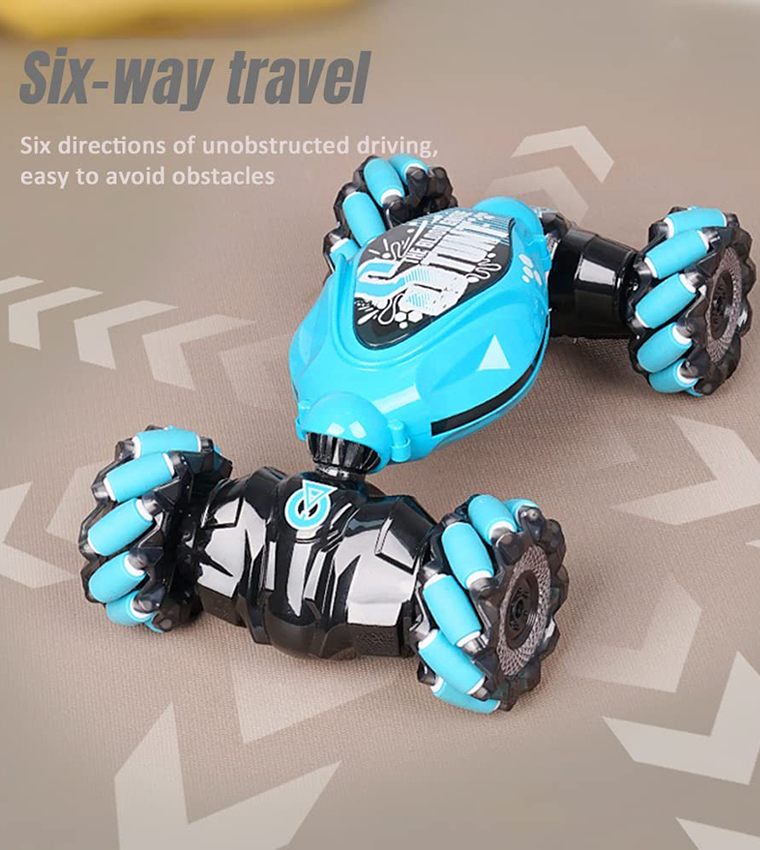 Stunt Car with Off-Road 360° Flips Double Sided Rotating Rc Car with Light & Music Toy Car - Blue 