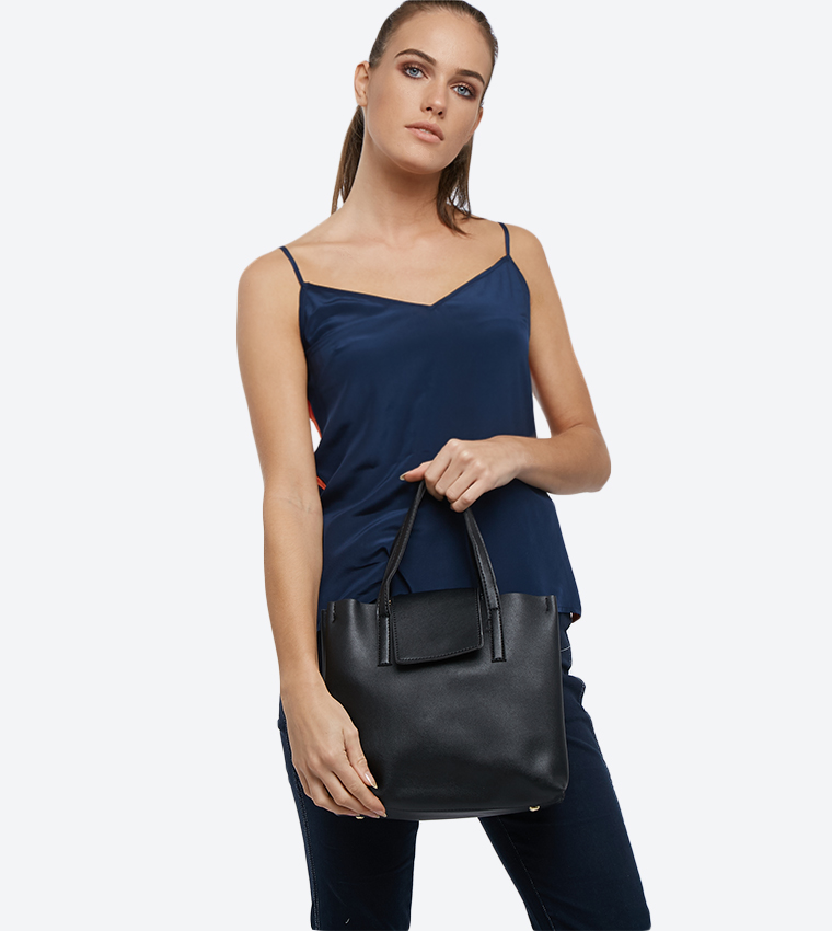 Buy R&B Twin Grab Handles Tote Bag Black XH 3 In Black 6thStreet