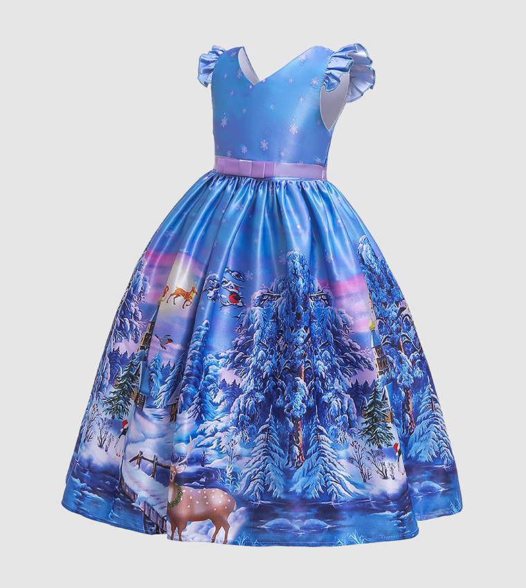 Christmas and Cartoon Theme Fit and Flare Party Dress