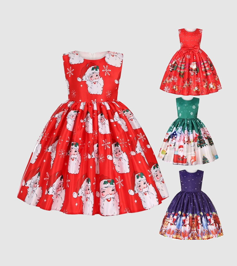 Christmas Santa Theme Fit and Flare Gown