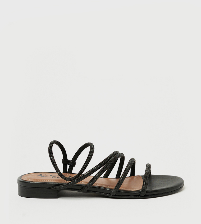 AIDEN Embellished Open Toe Flat Sandals