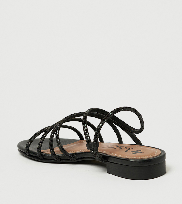 AIDEN Embellished Open Toe Flat Sandals