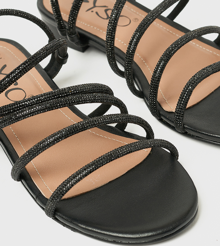 AIDEN Embellished Open Toe Flat Sandals