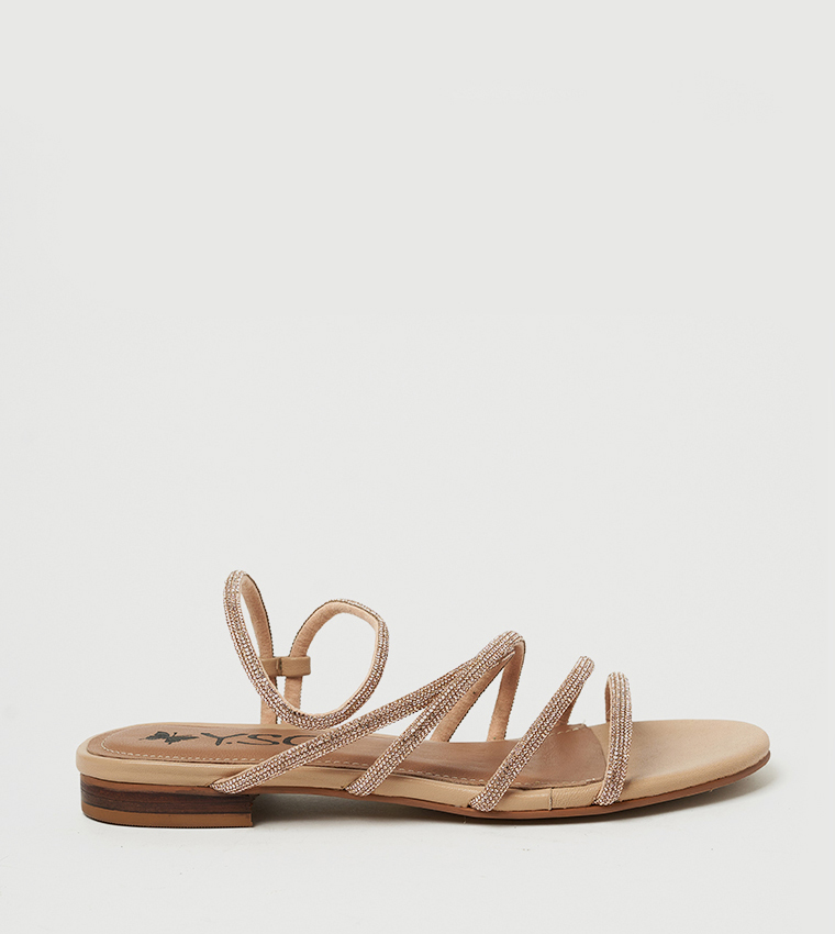 DAHLIA Embellished Open Toe Flat Sandals