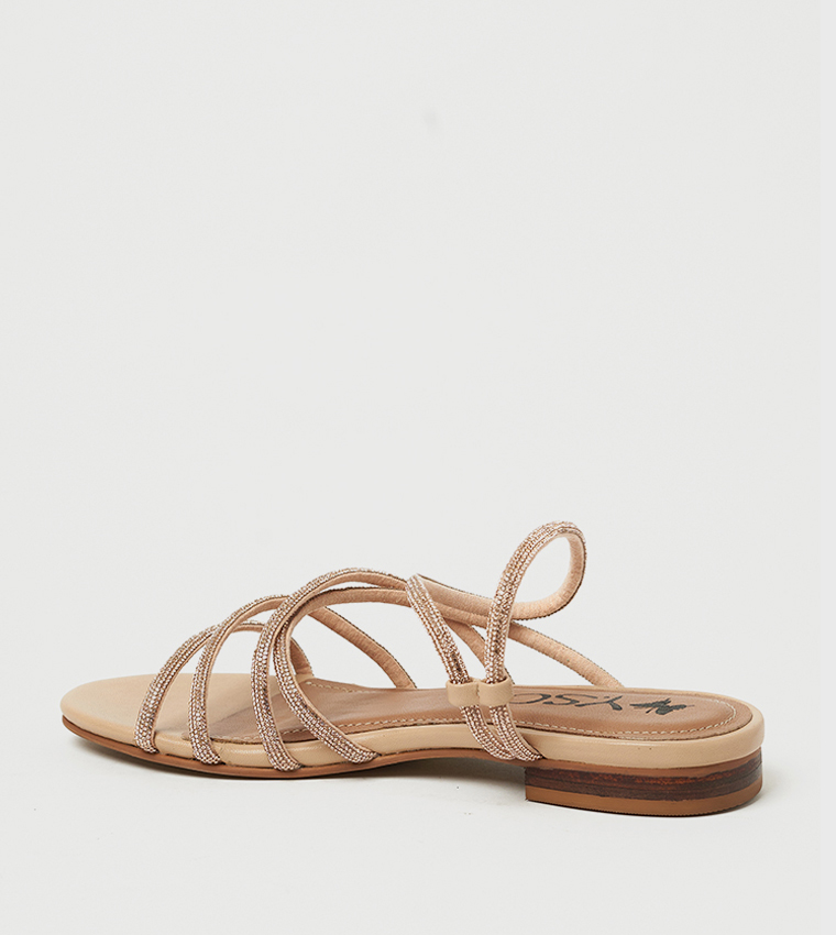 DAHLIA Embellished Open Toe Flat Sandals