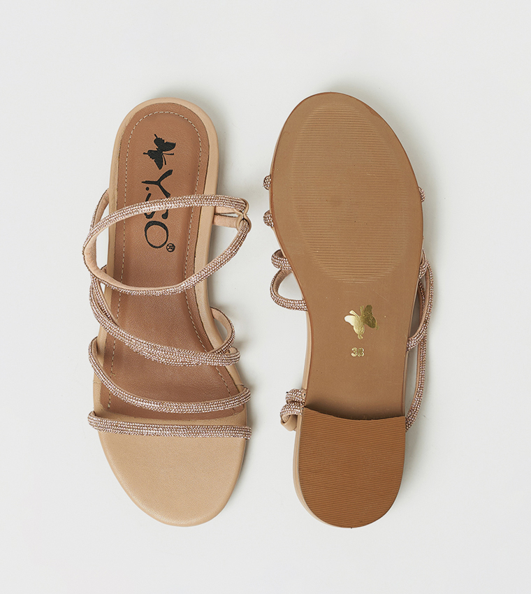 DAHLIA Embellished Open Toe Flat Sandals