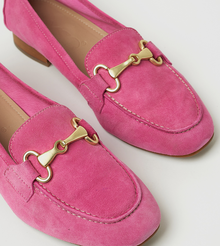 NYLA Suede Metal Accent Loafers