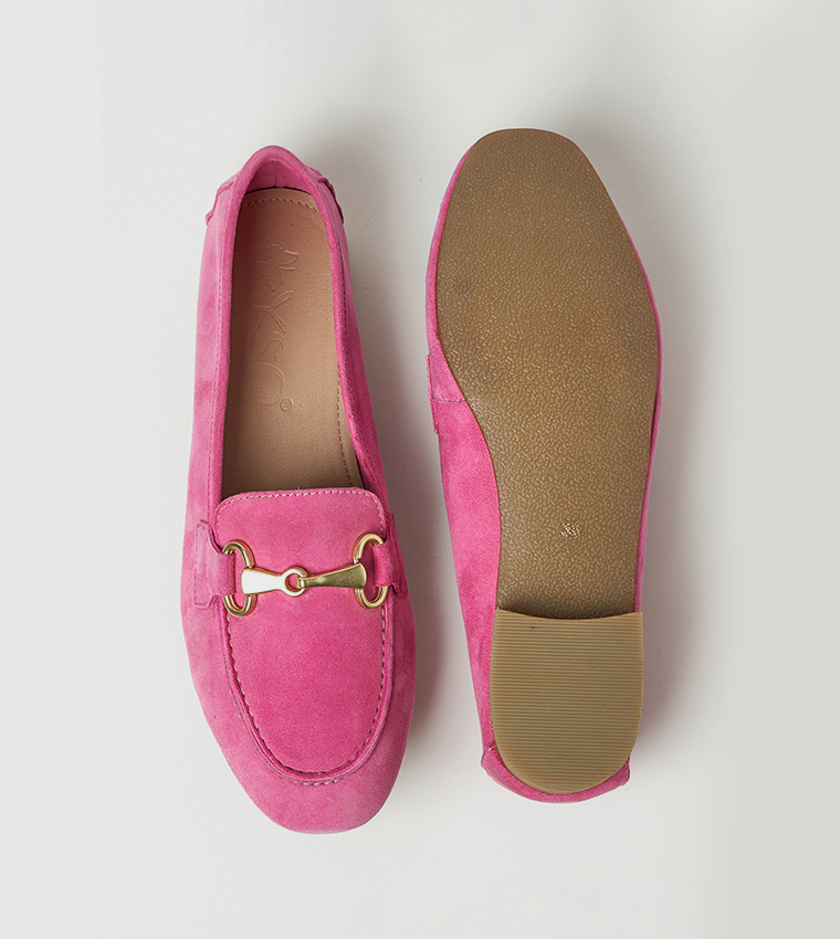 NYLA Suede Metal Accent Loafers