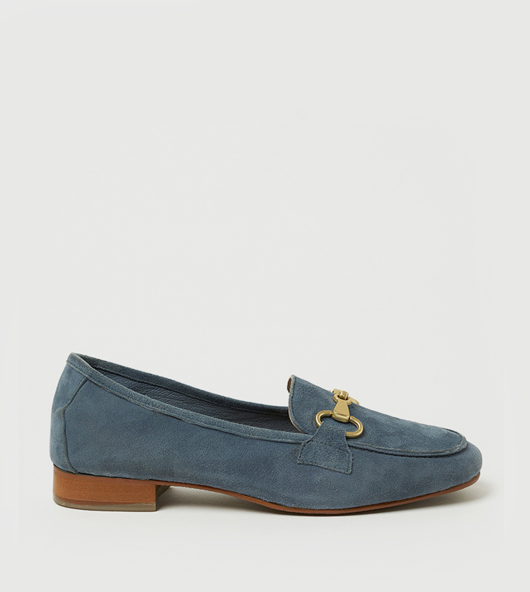 TESSA Suede Metal Accent Loafers