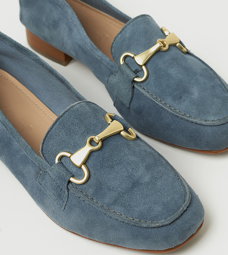 TESSA Suede Metal Accent Loafers