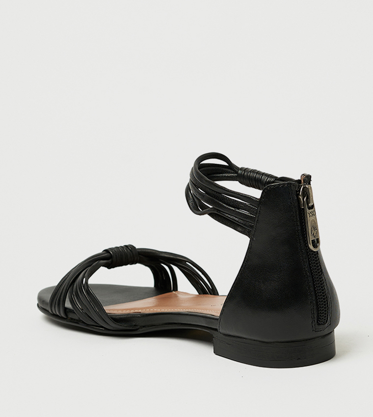 SAGE Open Toe Ankle Strap Flat Sandals