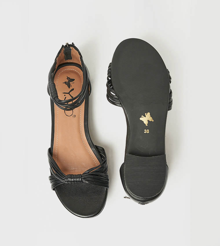 SAGE Open Toe Ankle Strap Flat Sandals