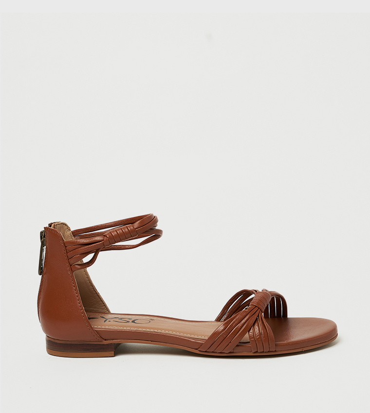 CHARLEE Open Toe Ankle Strap Flat Sandals