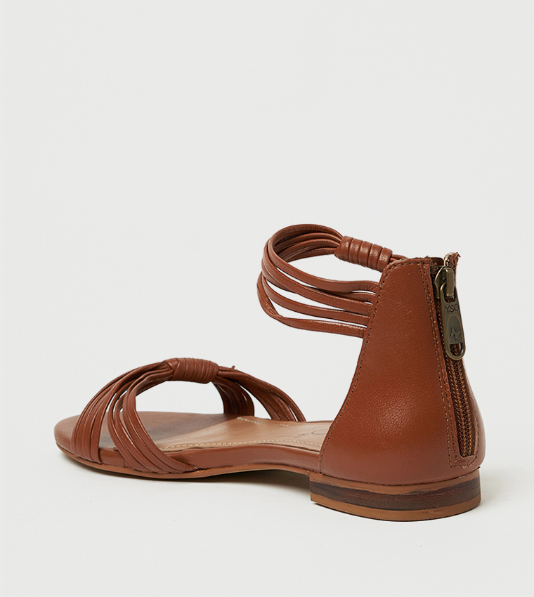 CHARLEE Open Toe Ankle Strap Flat Sandals
