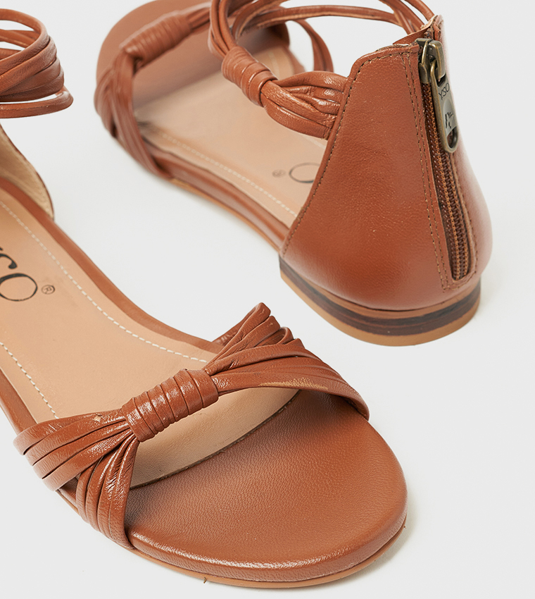 CHARLEE Open Toe Ankle Strap Flat Sandals