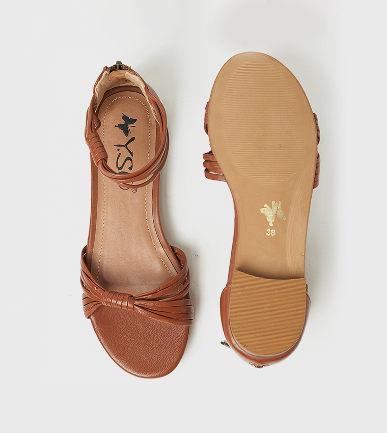 CHARLEE Open Toe Ankle Strap Flat Sandals