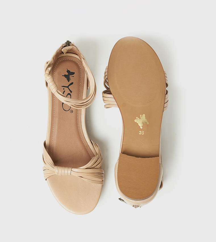 MARGOT Open Toe Ankle Strap Flat Sandals