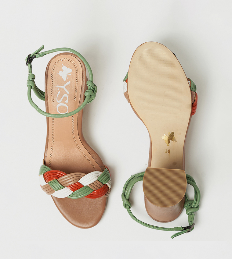 صندل إزمي بكعب ومقدمة مفتوحة  