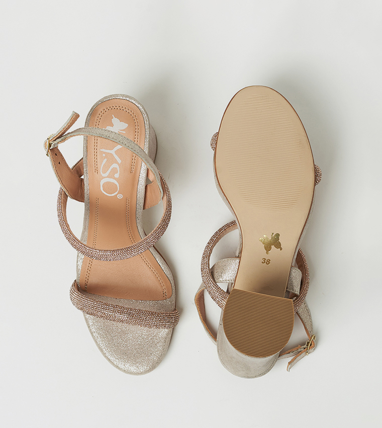 KAZAK Embellished Open Toe Heel Sandals