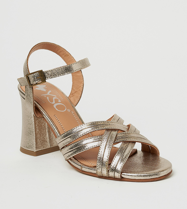 KEIF Criss-Cross Strap Heel Sandals